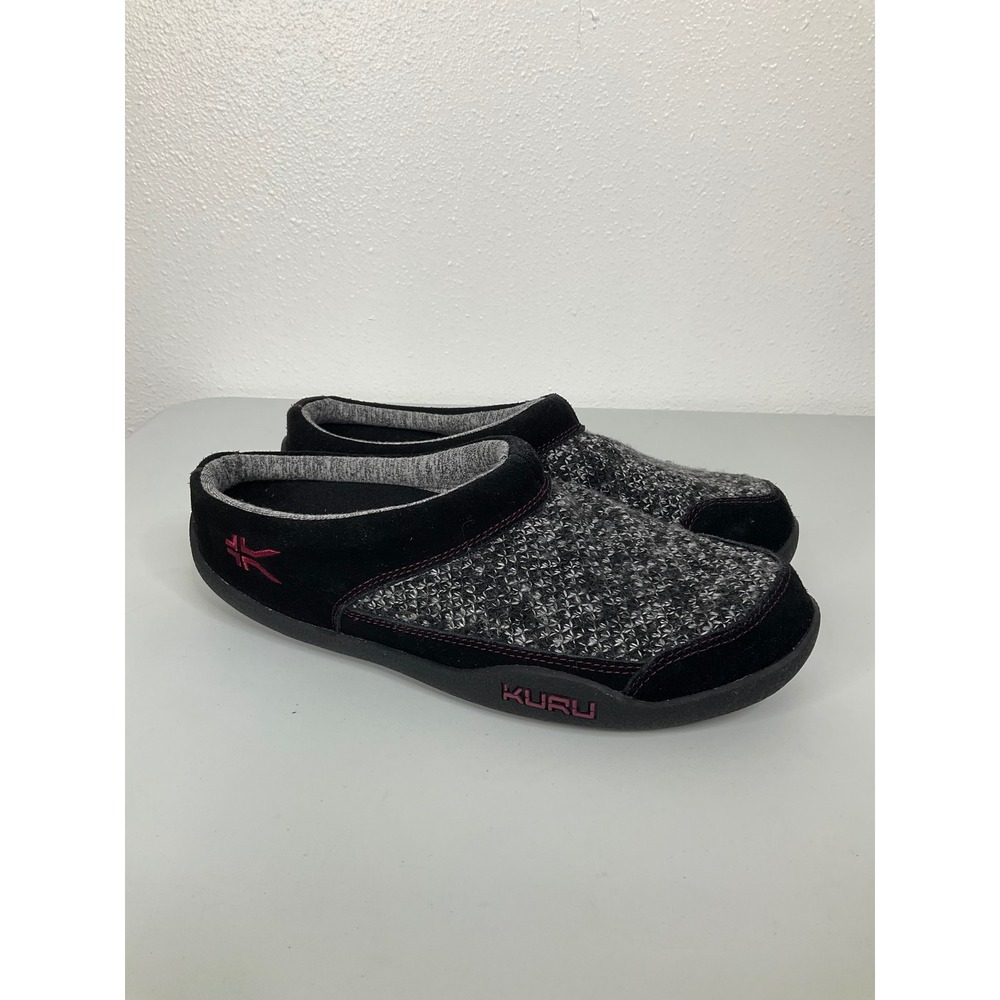 Kuru Draft Womens‎ 10 Black Grey Knit Suede Orthopedic Slipper Mules 200106100